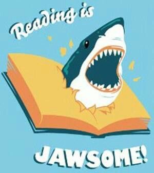 Reading is jawsome! Library Humor, Library Media Center, Library Posters, Library Book Displays, Reading Posters, Library Bulletin Boards, Library Inspiration, Library Boards, Library Displays