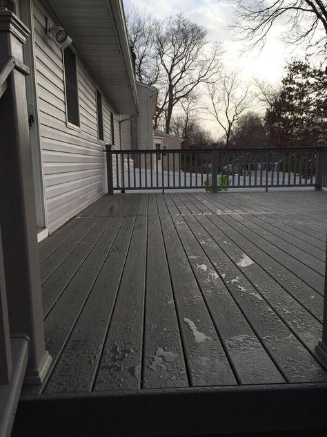 Resurface deck in clam shell with hidden clips. Composite rail in gravel path with clam shell drink board Clam Shell Trex Decking, Deck Resurfacing, Gravel Path, Trex Deck, Deck Builders, Clam Shell, Outdoor Decor