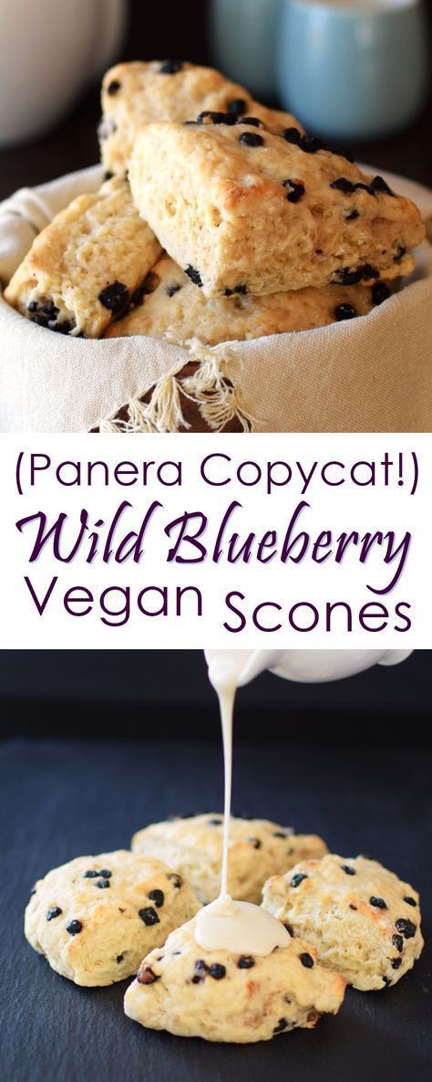 This delicious dairy-free recipe is a copycat of the most popular baked good at Panera, wild blueberry scones. Uses fresh/frozen or dried blueberries. Scones Vegan, Healthy Vegan Dessert, Panera Copycat, Blueberry Scones Recipe, Weight Watcher Desserts, Vegan Scones, Cheesecake Vegan, Vegan Blueberry, Scones Recipe