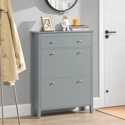 Amazon.com: Haotian FSR89-HG, Grey Shoe Cabinet with 1 Slide Drawer & 2 Flip Drawers, Freestanding Shoe Rack, Shoe Organiazer : Industrial & Scientific Shoe Dresser, Shoe Storage Cupboard, Aesthetic Shoe, How To Store Shoes, Narrow Shoes, Modern Shoes, Shoe Storage Cabinet, Cabinet Organization, Cupboard Storage