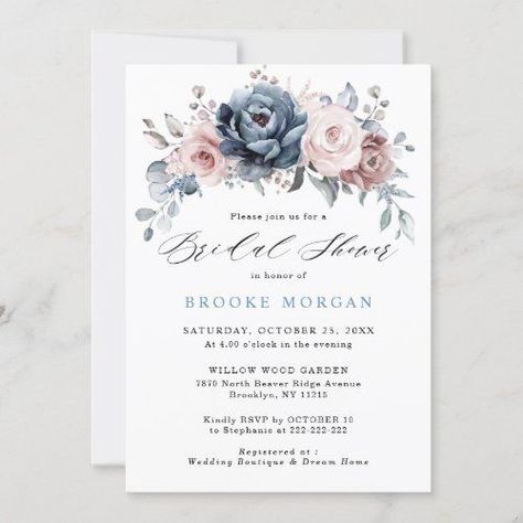 $2.40 | Boho Bridal Shower Invitations - Dusty Blue Mauve Rose Pink Slate Bridal Shower #dustybluemauvepinkwildflower #botanicalblushrosechicwedding #palegreeneryfoliagelightpastel #springgardenwatercolorsoftfloral #elegantbohemianbohosummerflowers #slaterusticcountrywinterwoodland #affordableromanticoutdoornaturegrey #modernautumnfallsagewreath #simpleeucalyptusstylishmidtheme #trendyuniquepeonyduskywhimsical Boho Bridal Shower Invitations, Rustic Save The Dates, Dusty Rose Wedding, Rose Wedding Invitations, Floral Save The Dates, Boho Bridal Shower, Floral Wedding Invitation, Save The Date Invitations, Wedding Invitations Rustic