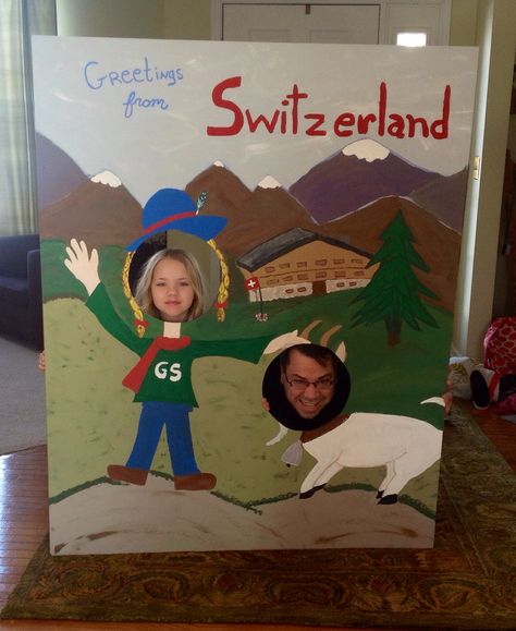 World thinking Day. Switzerland Photo Booth. Includes Our Chalet pic Scout International, Girl Scouts Brownies, Brownie Scouts, Fair Day, Brownie Girl Scout, Girl Scout Activities, Daisy Scouts, Troop Leader, World Thinking Day