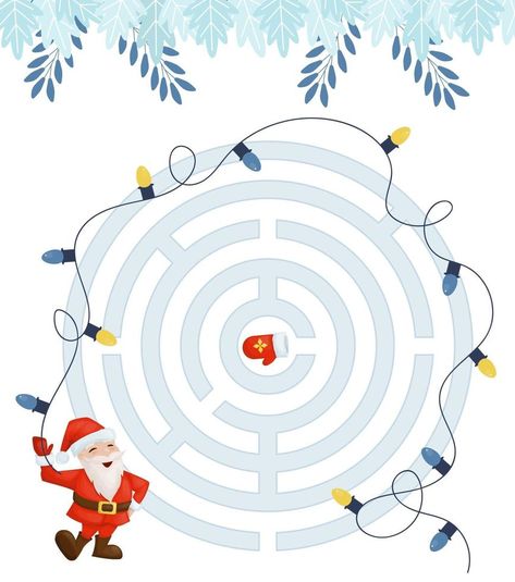 Maze game for christmas homeschooling kids. Circular maze puzzle task. Winter leisure riddle shape, search right path. Game For Christmas, Christmas Maze, Mazes For Kids, Maze Puzzles, Maze Game, Homeschool Kids, Preschool Kids, Christmas Games, Kids Education