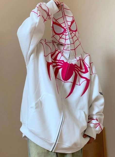 Spiderman Hoodie, Spider Hoodie, Geometric Clothing, Hip Hop Sweatshirts, Harajuku Women, Loose Hoodie, Embroidery Hoodie, Loose Coats, Harajuku Streetwear