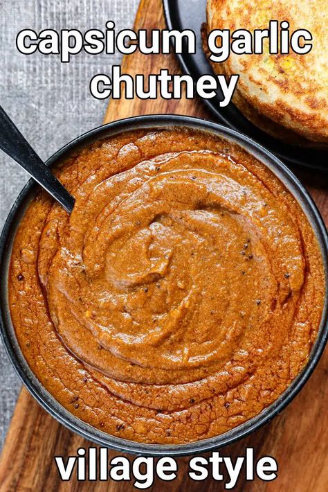 roasted capsicum chutney recipe | burnt capsicum or bell pepper chutney Different Types Of Chutney, Simple Food Recipes For Lunch, Bell Peppers Recipes, Capsicum Chutney, Chatni Recipe, Capsicum Recipes, Roasted Capsicum, Ramzan Special, Indian Veg Recipes