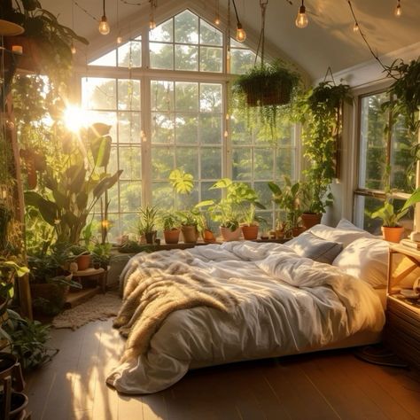 Aesthetic Bedroom Ideas Plants Cozy, Plant Room In House, Home With Lots Of Plants, Plant Covered Bedroom, Plant Aesthetic House Decor, Green Plant House Aesthetic, Room With A Lot Of Plants, Plant Cozy Room, Plant Lover House