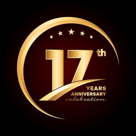 Gold Color Number, Anniversary Template, Anniversary Design, 17th Anniversary, 7th Anniversary, Color Number, Anniversary Celebration, Year Anniversary, Premium Vector