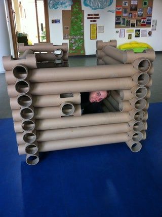 Carpet Tube Lincoln Log Style Log Fort or House : 6 Steps (with Pictures) - Instructables Cool Forts, Cardboard Costume, Indoor Playroom, Life Skills Lessons, Paper Towel Tubes, Lincoln Logs, Making A Model, Activities For Boys, Kids Wooden Toys