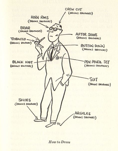 From: How to Succeed in Business Without Really Trying (1952), by Shepherd Mead. Sack Suit, Vintage Brooks Brothers, Ivy Look, Read People, Elegant Life, Vintage Suit, Ivy League Style, Preppy Stuff, Ivy Style