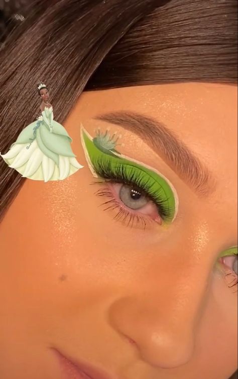 Tiana Eye Makeup, Princess Tiana Inspired Makeup, Princess And The Frog Makeup Look, Tiana Inspired Makeup, Princess Tiana Makeup Look, Tiana Makeup Look, Princess And The Frog Makeup, Princess Tiana Makeup, Princess Tiana Nails