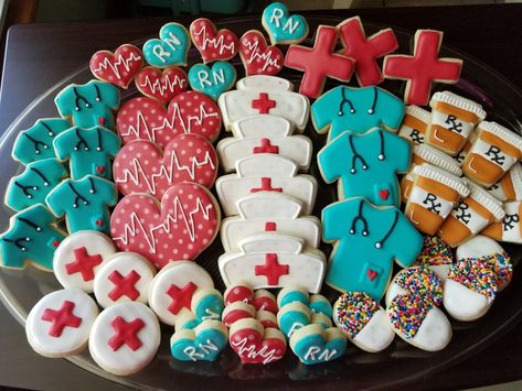 Decorated Nurse Sugar Cookies Nurse Grad Cookies Decorated, Surgical Cookies Decorated, Nursing Decorated Cookies, Nurse Grad Cookies, Nurse Theme Cookies, Nursing School Cookies, Nursing Cookies Decorated, Nurses Week Cookies Decorated, Nurse Cookies Graduation