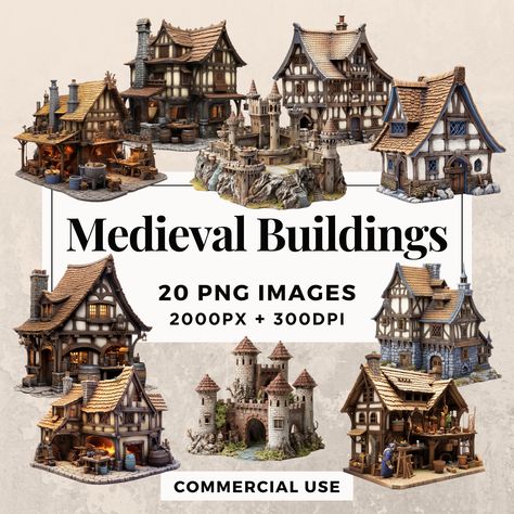 Medieval Building Concept Art, Medieval House Interior, Medieval House Concept Art, Medieval Fantasy House, Dnd Buildings, Medieval Castle Layout, Medieval Builds, Medieval Farmhouse, Minecraft Medieval Buildings