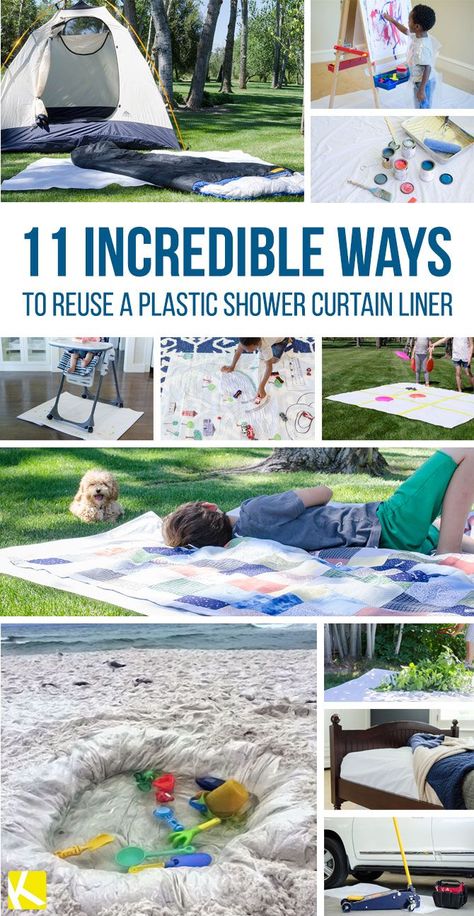 11 Incredible Ways to Reuse a Shower Curtain Liner Upcycle Plastic, Painting Shower, Plastic Shower Curtain, Shower Curtain Liner, Ways To Recycle, Diy Furniture Renovation, The Krazy Coupon Lady, Extreme Couponing, Krazy Coupon Lady