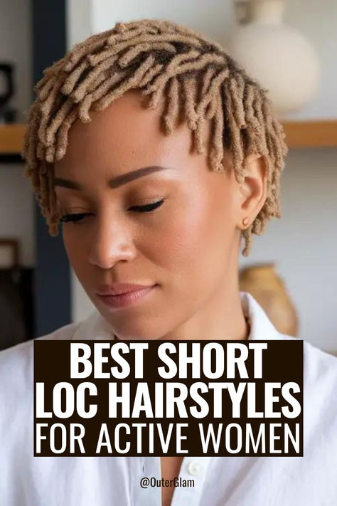 Whether you're a fitness enthusiast or a busy professional, finding the right hairstyle that stays put during workouts can be challenging. If you're looking for short LOC hairstyles that combine style and practicality, this is the information you need. Discover a variety of trendy short LOC styles perfect for active women, from tapered cuts to bob-length locs. Simple Loc Styles Short, Hairstyles For Short Locs For Women, Short Locs Hairstyles For Women Dreadlock Styles Natural Hair, Short Dreadlock Styles For Women Black, Short Loc Hairstyles, Short Loc Styles For Women, Short Locs Hairstyles For Women, Short Dreadlocks Hairstyles, Loc Bob