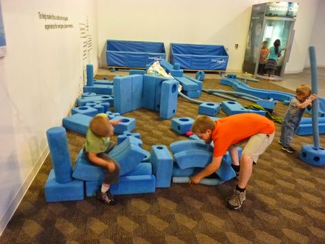 Fort Collins Museum of Discovery interactive large foam block exhibit lets kids exercise their imagination (and their muscles!) Foam Blocks For Kids, Foam Building Blocks, Recess Time, Kids Exercise, Exhibit Ideas, Blocks For Kids, Shape Activities, Museum Exhibit, Indoor Recess