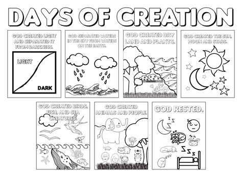 Free Printable Coloring Pages Of Creation Story Days Of Creation Coloring Pages, Genesis Creation, Free Bible Coloring Pages, Creation Activities, Creation Coloring Pages, 7 Days Of Creation, Creation Bible, Sunday School Coloring Pages, Days Of Creation