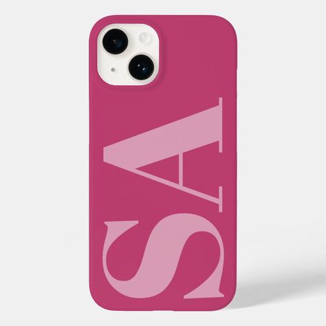 Modern pink girly initial monogram minimal contemporary phone case design Pink Collage Phone Case, Leather Initial Phone Case, Phone Cases Simple, Phone Case Inspo, Initial Phone Case, Aesthetic Phone Cases, Preppy Phone Case, Pretty School Supplies, Minimal Contemporary