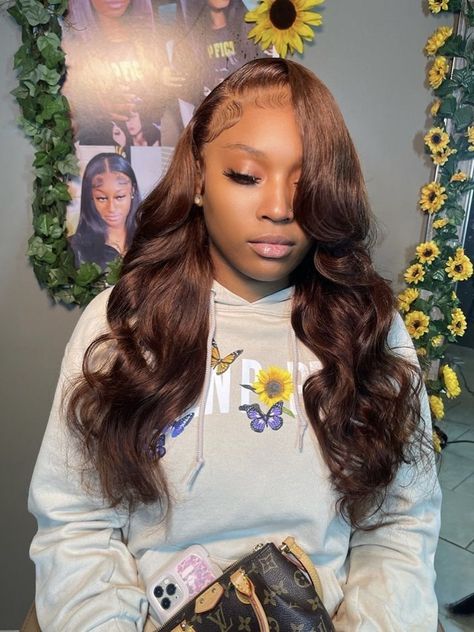 Curly Hair Sew In, Chocolate Brown Hair Color, Honey Brown Hair, Hair Creations, Hair Laid, Brown Wig, Body Wave Wig, Front Lace Wigs Human Hair, Human Hair Lace Wigs