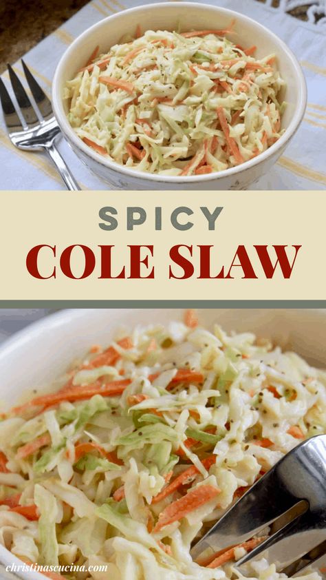 Cole Slaw Recipe Vinegar, Hot Slaw Recipe, Slaw For Pulled Pork, Slaw For Tacos, Slow Cooker Pulled Pork Sandwiches, Spicy Coleslaw, Coleslaw Recipe Easy, Slaw Dressing, Pulled Pork Sandwiches