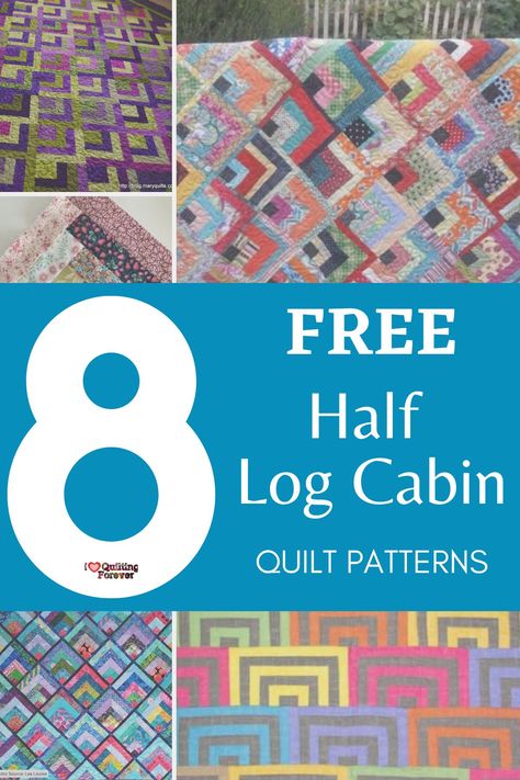 Top 8 Free Half Log Cabin Quilt Patterns (+9 Bonus Patterns For Sale) Log Cabin Quilt Blocks Free Pattern, Half Log Cabin Quilt, Half Log Cabin, Log Cabin Patchwork, Log Cabin Quilt Pattern, Log Cabin Quilt Blocks, Quilt Block Patterns Free, Cabin Quilt, Plaid Quilt