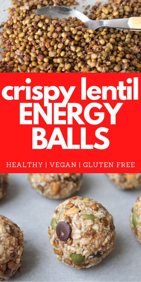 Crispy Lentils, Protein Bites Recipe, Protein Energy Bites, Lentil Recipes Healthy, Oatmeal Energy Bites, Gluten Free Snacks Recipes, Vegan Gluten Free Snacks, Healthier Baking, Gluten Free Snack