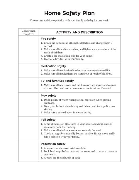 Meeting 18: Home Safety Plan Safety Plan For Teens, Safety Rules At Home, Safety Rules At School, Family Safety Plan, Safety Lesson Plans, Fire Safety Poster, Home Safety Checklist, Adventurers Club, Teaching Safety