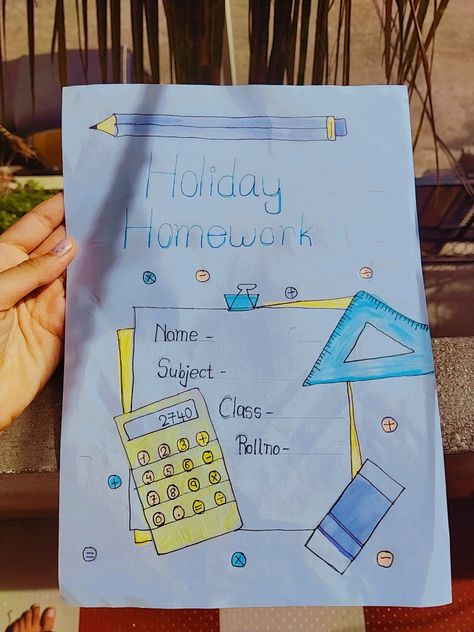 Maths Cover Page Ideas, Holiday Homework Cover Page, Maths Cover Page, File Cover Design, Homework Cover Page, Cover Page Ideas, File Cover, Holiday Homework, Aesthetic Ideas