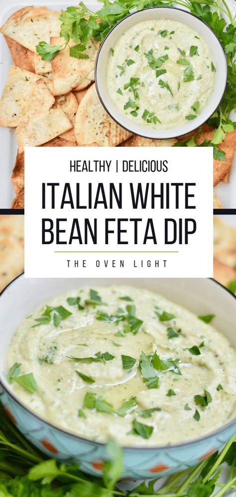 Baked Pita Chips, Spring Appetizers, Parsley Recipes, White Bean Dip, Light Appetizers, Feta Dip, Italian Appetizers, Summer Appetizer, Buffalo Chicken Dip