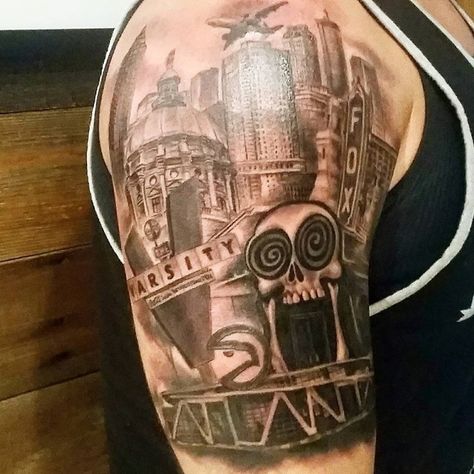 Killers Tattoo, Georgia Tattoo, Best 3d Tattoos, Atlanta Tattoo, Unique Half Sleeve Tattoos, City Tattoo, Half Sleeve Tattoos For Guys, Female Tattoo Artists, Greek Tattoos