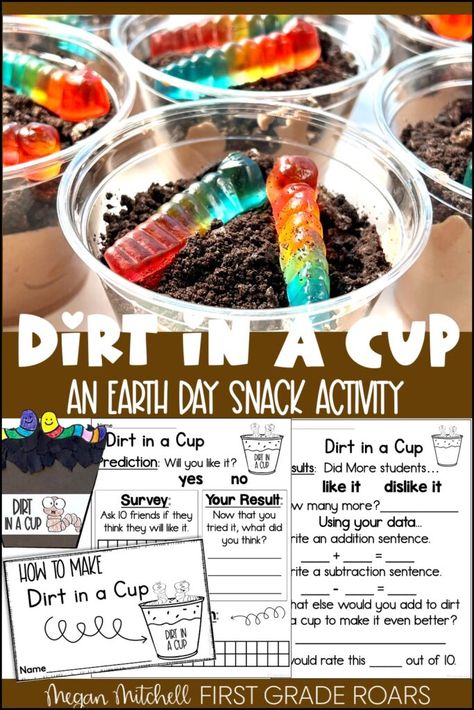 Dirt in a Cup Earth Day snack Earth Day Dirt Cups, Earth Day Treats For Kids, Earth Day Snacks For Kids, Earth Day Snacks For Preschool, Earth Day First Grade, Earth Day Food Ideas, Dirt In A Cup, Earth Day Snacks, Earth Day Food