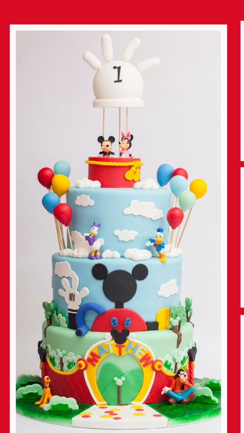 Mickey mouse clubhouse cake by GemaSweets. Mickey Mouse Clubhouse Birthday Cake, Bolo Do Mickey Mouse, Mickey Mouse Clubhouse Cake, Minnie Mouse Clubhouse, Mickey And Minnie Cake, Mouse Birthday Cake, Mickey Mouse Bday, Mickey Mouse Birthday Cake, Mickey Clubhouse