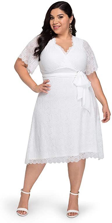 Kiyonna Women's Plus Size Graced with Love Wedding Dress Midi Bridal Dress, Empire Waist Wedding Dress, Retro Bride, Belle Dress, Courthouse Wedding, Dresses Dresses, Wedding Dresses Plus Size, Casual Wedding, Plus Size Wedding