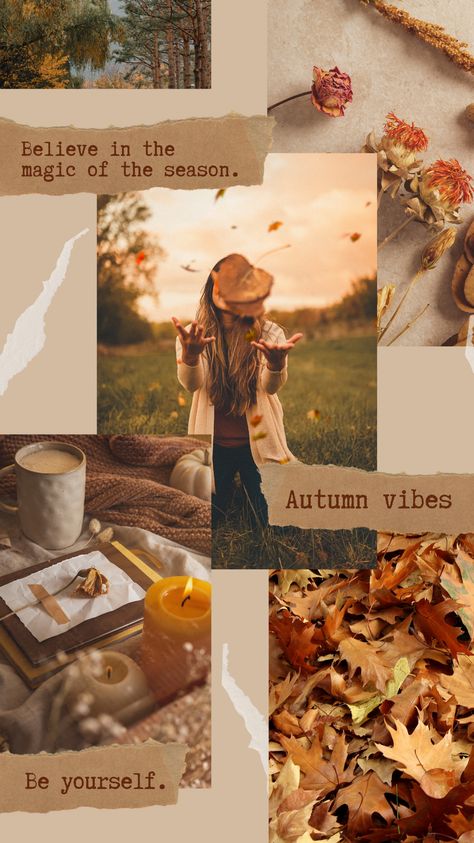 "Believe in the magic of the season." Autumn/fall cute seasonal photo collage. Created in Canva 🍁