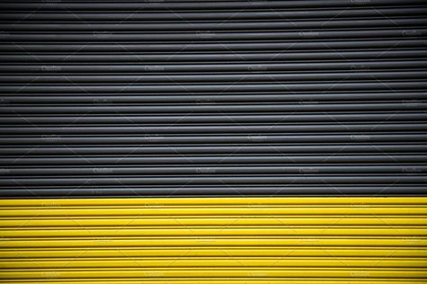 Industrial Garage, Garage Entrance, Logo Facebook, Glitch Wallpaper, Book Illustration Art, Automatic Door, New York Art, Metal Door, Black And Yellow