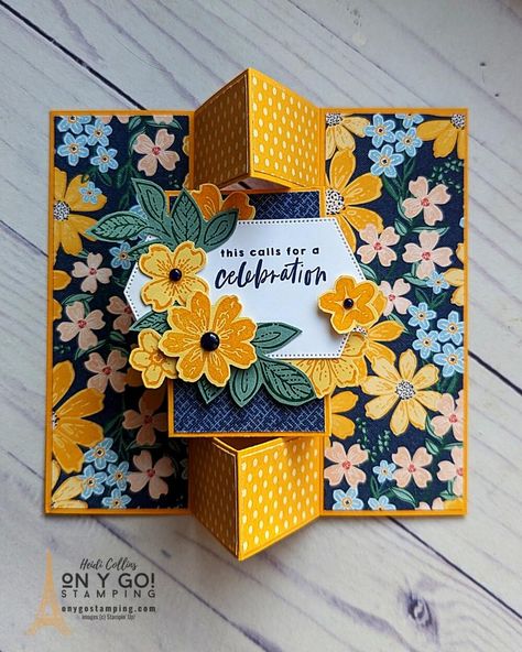 Online Cardmaking Class with the Petal Park Stamp Set from Stampin' Up!® - ON Y GO! STAMPING Petal Park, Online Card, Fancy Fold Card Tutorials, Card Making Ideas, Gatefold Cards, Handmade Thank You Cards, Shaped Cards, Fancy Fold Cards, Stamping Up Cards