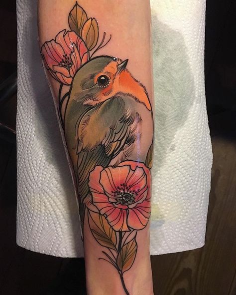 𝚍𝚊𝚜𝚏𝚛𝚎𝚞𝚕𝚎𝚒𝚗𝚏𝚞𝚡 🌲 on Instagram: “Good morning lovely people.. 🧡 Danke an die liebe Catharina.. #ihavethebestcustomers #naturetattoo #robinredbreast #botanicaltattoo…” Finch Tattoo, Chickadee Tattoo, Germany Tattoo, Robin Tattoo, Baby Tattoo Designs, Vogel Tattoo, Cuff Tattoo, One Line Tattoo, Tattoo Color