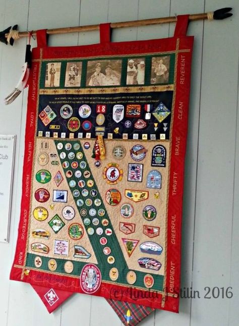 Displaying Scout badges Eagle Scout Court Of Honor Ideas, Chuck Box Diy, Eagle Scout Quilt, Chuck Box Camping, Eagle Scout Project Ideas, Chuck Box Plans, Patch Display, Camping Chuck Box, Boy Scout Badges