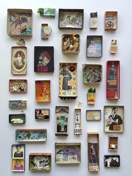 Shadow Box Kunst, K Art, Art Altéré, Art Boxes, Matchbox Art, Shadow Box Art, Deco Boheme, Assemblage Art, Shadow Boxes