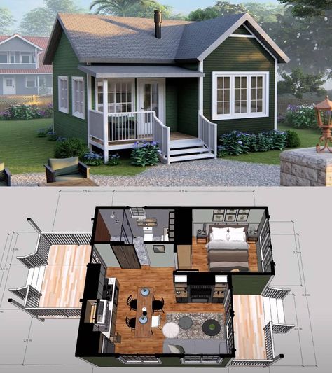 Small House Blueprints, Tiny House Village, Small House Layout, Shed Home, Sims 4 House Building, Tiny House Layout, Building A Tiny House, House Floor Design, Casas The Sims 4