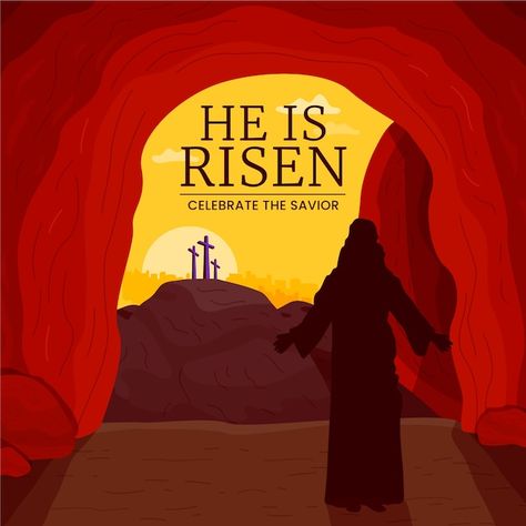 Sunday Illustration, Jesus Has Risen, Jesus Crist, He Is Risen Easter, Christian Activities, Bible Quiz, Church Media Design, Jesus Is Risen, Bible Verse Pictures