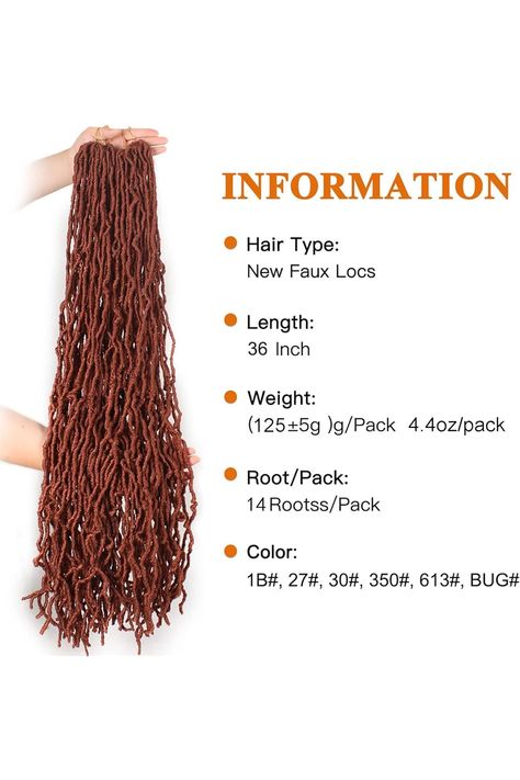 ZRQ Copper Red 36 Inch New Faux Locs 6 Packs Goddess Faux Locs Curly Wavy Hair Pre-Looped Synthetic Most Natural Ginger Long Soft Locs Crochet Dreadlock Hair Extend for Woman (36 Inch, 350#) Locs Curly, Goddess Faux Locs, Natural Ginger, Dreadlock Hair, Faux Locs Crochet, Curly Wavy Hair, Soft Locs, Locs Crochet, Hair Afro