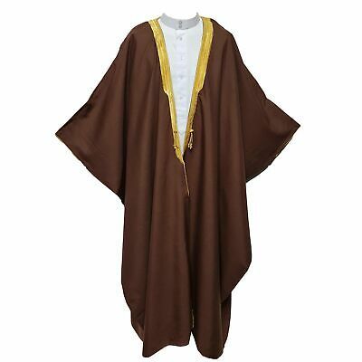 (eBay) Men’s High Quality Arabian Bisht Long Sleeves Brown Cloak Arab Dress Thobe Is... Brown Cloak, Big Man Style, Muslim Men Clothing, Arab Dress, Arabic Clothing, Moroccan Clothing, Muslim Men, Royal Jelly, Islamic Clothing