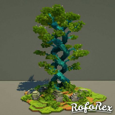 Minecraft Massive Tree, Fantasy Floating Islands, Fantasy Builds, Minecraft Tree, Dna Tree, Minecraft Statues, Floating Islands, Bangunan Minecraft, Fantasy Tree