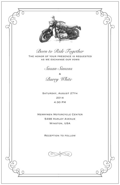 If you were born to ride together here is the wedding invite for you. This beautiful invitation will get your theme off to the right start. It has matching RSVP, Thank You, Envelope seals, Return address labels, shower invitations and on and on, See them all when you visit www.irishihadthat... Biker Wedding Invitations, Mechanics Wedding, Motorcycle Wedding Invitations, Car Themed Wedding, Rainbow Wedding Dress, Harley Davidson Wedding, Motorcycle Wedding, Biker Wedding, Black Lace Wedding