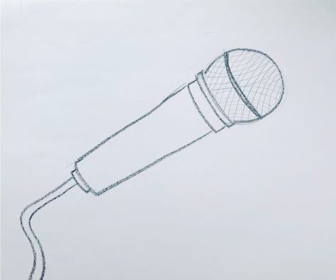 Microphone Drawing Easy, Paper Pencil, Mic Drop, Pencil Eraser, Cross Patterns, Simple Shapes, Microphones, Easy Steps, Easy Step