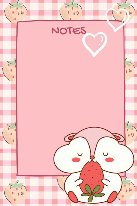 Notepad Design Free Printable, Notepad Template Aesthetic, Pink Strawberry Aesthetic, Notepad Drawing, Aesthetic Notepad, Diy Note Pad, Notepad Template, Printable Notepad, Pink Notepad