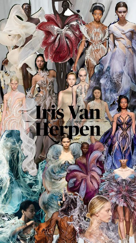 Iris Van Herpen Aesthetic, Iris Van Herpen Sketchbook, Marine Life Fashion, Art Mood Board, Mood Broad, Water Inspiration, Fashion Design Inspiration Board, Coral Collection, Textiles Sketchbook