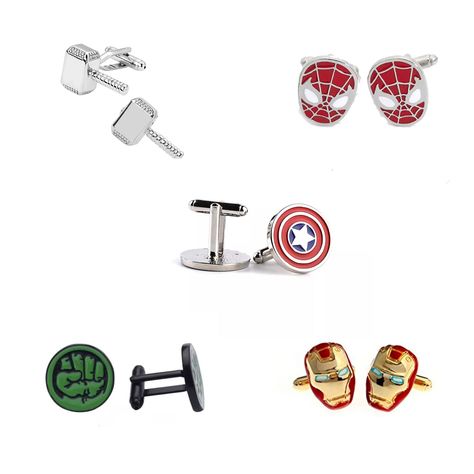 PRICES MAY VARY. Set of 5 Superhero Cufflinks, Perfect for any occasion Includes: Iron man, Captain America, Spiderman, Hulk and Thor Cufflinks Inspired Marvel Kraft Cards to Display Cufflinks Excellent detail on each cufflink, money back guarantee Groomsmen Cufflinks for weddings These novelty Superhero Cufflinks are the ideal treat for yourself, birthday present, gift or wedding present for any friend. The product comes in it's own inspired kraft packaging gift cards by Love Rustic making it i Mens Cufflinks Wedding, Iron Man Gift, Superhero Cufflinks, Marvel Wedding, Spiderman Captain America, Gamer Wedding, Iron Man Spiderman, Superhero Wedding, Marvel Collection