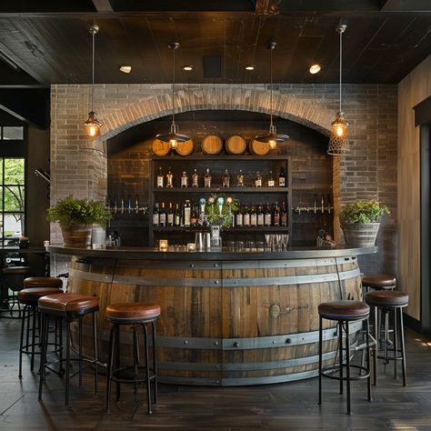 13 Home Lounge Room Bar Ideas to Inspire You! - DreamyHomeStyle Home Cellar Bar, Bar Cubby Ideas, Stone Basement Bar, Speakeasy Style Bar, Basement Dive Bar Ideas, Basement Bourbon Room, Winery Bar Design, Whiskey Room Ideas Man Cave, Saloon Style Bar