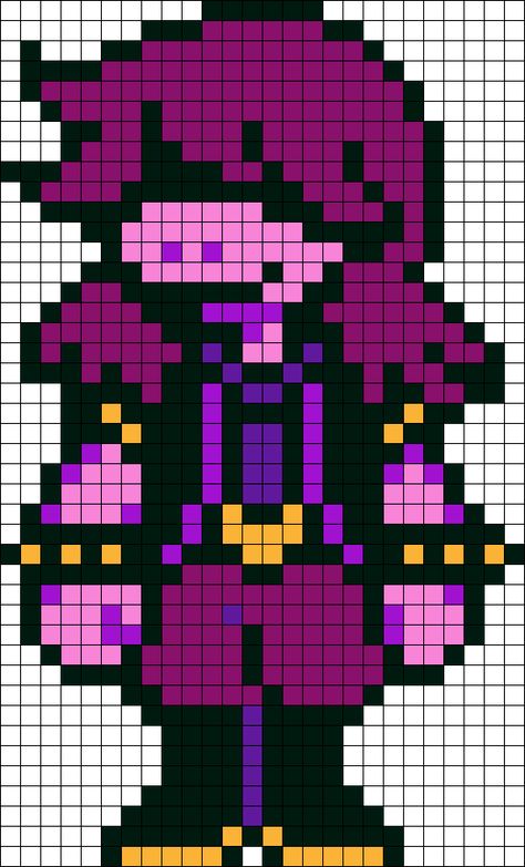 Susie Dark World (dr1) Perler Bead Pattern | Bead Sprites | Characters Fuse Bead Patterns Deltarune Kandi Pattern, Deltarune Pixel Art Grid, Cutecore Perler Bead, Deltarune Perler Beads, Deltarune Perler, Undertale Perler Beads, Anime Perler Bead Patterns, Undertale Pixel Art, Easy Perler Bead Patterns